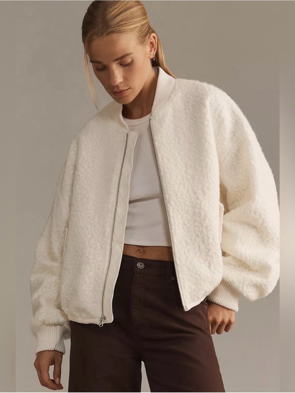 Anthropologie Sherpa Bomber Jacket sz XL NWOT